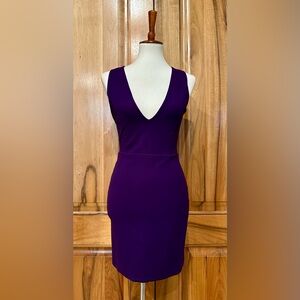 Six Crisp Days Purple Satin-Lined Low V-Neck Mini Dress - EUC - S